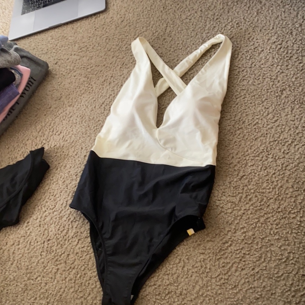 Black and white one piece swimsuit